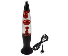 Lampe à lave avec interrupteur 230 V et câble d’alimentation inclus, Noir/rouge métallisé., schwarz / transparent / rot metallic, E14