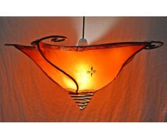 Lampe au henné marocain de suspension - Forme Etoile - Orange 35CM