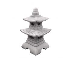 Lanterne en Pierre Japonaise Massive avec fenêtre pour Bougie LED en Fonte de Pierre résistante au Gel (Gris)