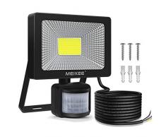 Projecteur extérieur Led détecteur de mouvement, MEIKEE 20W 6500K Eclairage led extérieur, étanche IP66 luminaire de sécurité pour Escalier, Couloir, Allée, Garage, Hangar, Espace sombre, etc