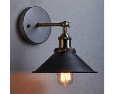 MMGG Applique murale ou plafonnier pliable avec abat-jour vintage industriel en métal noir et bronze
