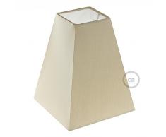 Abat-Jour Pyramidal carré en Tissu avec culot E27, Base 16x16 cm H20 cm - 100% Made in Italy - Taupe