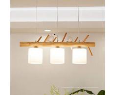 FCX-LIGHT Créatif Oiseau Pendentif Lampe de Bar Salle à Manger Suspension luminaire en Bois Minimaliste Bois Massif Lustre pour Café Grenier,3Heads