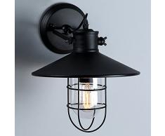 NIUYAO Lampe Applique Murale Abat-jour Métal avec Grilles Rétro Industrielle Eclairage Décorative-Noir