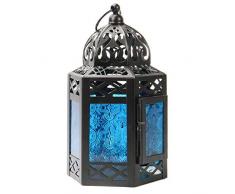 Lanterne marocaine bleue | Bougeoir Tea Light | Lampadaire Décoratif | Lanterne à suspendre style vintage | Lampe de style oriental | M&W