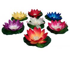 Lot de 10 lanternes Lotus Nénuphar bougies flottantes Bougies flottantes Lanterne avec bougies chauffe-plat Mélange multicolore