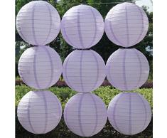 Bigood 9pcs Lanterne Papier Ronde Décoration Fête Noël Lampion Magique 40cm