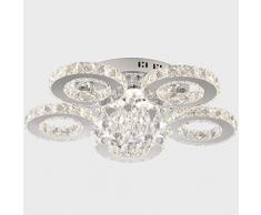 CGXYZ Luxury Art Design Crystal Plafonnier 59w Moderne Argent Chrome Led Plafonnier Pour Salle À Manger Chambres, Lumière Neutre (4000K)