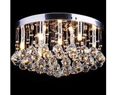 CCLIFE Lustre en Cristal - Suspension Luminaire - Plafonnier Cristal - Lustre pampilles cristal - Lustre plafonnier cristal - Lustre Escalier en Cristal, Couleur:G9