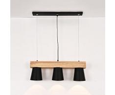 Jack Mall Nordic restaurant trois tête moderne chambre créative bureau lustre personnalité salon de la maison en bois massif lustres ( Couleur : Noir )