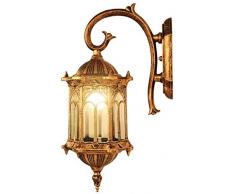 Vintage européen victorien col de cygne en aluminium étanche IP65 Upside Down applique murale lampe Antique Lanterne en verre doré balcon Aisle Patio mur lumière Villa jardin mur extérieur Spot E27