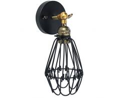 KINGSO E27 Lampe Suspension Abat-jour Cage en fer Plafonnier Applique Murale avec Douille Lustre Vintage Retro Industrielle Noir