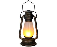 TRONJE Bateau de Mineur Lanterne LED Cuivre Antique 4h Minuteur 24 LEDs Décor Lampe à Huile Simulation de Flamme USB