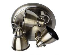 MW-Light 547020203 Plafonnier à 3 Spots Orientables Style Industriel en Métal couleur Bronze Antique pour Chambre Salle de Bains Cuisine Couloir 3x40W E14