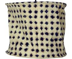 Guru-Shop Papier Ronde Lampe Suspendue, Papier Lokta Annapurna Lampshade, Papier Fait Main - Blanc / Noir, 25x28x28 cm, Papier Abat-jour Cylindrique