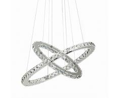 48W LED Crystal Design Suspension Lampe Blanc froid Plafonnier Lustre Créatif Deux anneaux(48W Blanc froid)