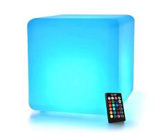 Mr.Go 30cm LED Cube Lumineux avec Télécommande, Changeant de Couleur Lampe, 16 Couleurs et 8 Luminosité Dimmable, Imperméable Cube Tabouret Siège Cube Veilleuse Pour la Maison et Extérieur