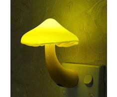 Veilleuse1pcs Warm Mushroom Led Night Light Room Decor Eu Us Plug Light-control Sensor Socket Lampe Light Home Bedroom Décoration