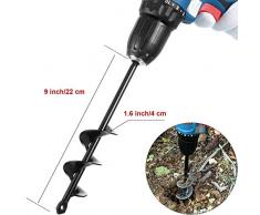 Foret de Tarière pour Plantation, Planteur Foret de Trou en Spirale 1,6 x 9 Pouces Tarière à Arbre Hexagonal, Vis de Pelle Trou Poste ou Parapluie Forets à Spirale de Jardin pour Ampoule Fleur Plante