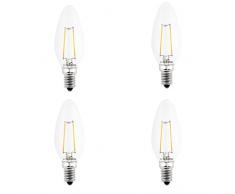 SEBSON® 4 x Ampoule LED 2.5W (remplace 20W) - Forme bougie/flamme - Culot E14 - Angle du faisceau 160° - Blanc chaud - 200lm