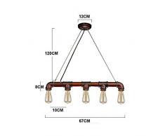 Unimall Suspension Métal Lumianire 5 Lampes en Tuyau Industrielle Antique Rétro Style Vintage de Lampe E27 en Tuyau d'eau Design 60W Pour le Salon la Cuisine la Chambre à coucher le Restaurant le Café le Repas