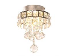 DAXGD Lustre en cristal, Mini lampe suspension avec 3 lumières pour couloir, chambre à coucher, cuisine, chambre denfant (3 Ampoules incluses)