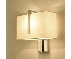QYRL Lampe de Chevet LED de Lecture de Lampe de Mur, lumière métallique rectangulaire dabat-Jour dabat-Jour de Tissu de Chambre à Coucher E27 pour Les hôtels, salles de séjour, salles détude,A