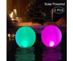 Lampe Solaire Flottante,Globe Solaire à LED étanche, Boule Lumineuse, Lampe de Nuit à DEL Changeante de Couleur Extérieure, Décor de Fête Pour Piscine,Mariage,Plage,Jardin,Pelouse,Sentier (2Pcs)