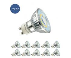 Sanlumia | 5W LED Spot Culot GU10 | 450LM | équivaut 50W halogène | Blanc Naturel 4000K | 120° Larges Angle de Faisceau | LED Light Lampe | Finition Verre | Lot de 10 Ampoules