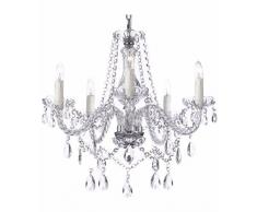 Saint Mossi Lustres de plafond en cristal Gouttelette Lustre Éclairage LED Plafonnier Plafond Luminaire Suspension Luminaire pour Salle à Manger Salle De Bains Chambre Salon 5 E14 52 x 52 x 50 cm