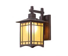 DLGGO Rétro Sconce chinoise Carré Outdoor Wall Light verre en aluminium étanche Lanterne murale Lampe de Style Japonais Simple Antique Vintage Villa Garden Patio Door Salle murale à E27