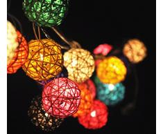Couleur mélanger rotin boule Batterie Guirlande lumineuse multicolore