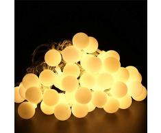 ShinePick Guirlande Lumineuse 50 Boule LED, 9.5M Fil Souple Imperméable 8 Modes Eclairage Lampes pour Maison, Jardin, Festival Décoration Prise EU (Blanc Chaud)