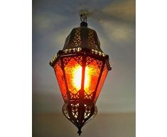 lustre plafonnier Marocain verres rouges lampe de plafond lanterne Marocaine applique hauteur : 40 cm