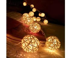 Covermason 20 LED Blanc Chaud rotin Boule cordes Guirlande lumineuse Pour Xmas Party Hot mariage