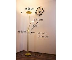 Lampadaire variateur LED Marana - Luminaire laiton pour salon avec éclairage indirect et lampe de lecture orientable - Eclairage puissant de teinte blanc chaud - Design contemporain