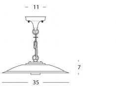 Lanterne avec chaîne 'plat Antique' Structure en moulage d'aluminium. Cache Douille d'aluminium en couleur. Traitement anticorrosivo, peinture poudre époxy. adaptée pour lampes à incandescence et à économie d'énergie. Culot e27
