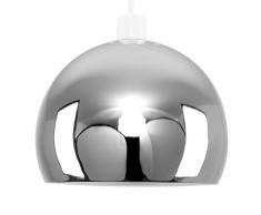 MiniSun Abat-Jour Abat Jour pour Lustre ou Suspension Boule/Globe en Chrome Polis et Blanc à LIntérieur. Rétro ou Contemporain, Convient pour Culots E27, E14 et B22d