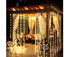 Guirlande Rideau Lumineux, FishOaky Bright Guirlande Lumineuse LED 3m * 3m, 8 Modes, 300 LED, USB Lampe d'ambiance à Lumière,Pour la Décoration Rideaux Fenêtre Terrasse Mariage Fenêtre