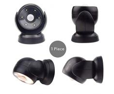 HONWELL Projecteur à LED avec détecteur de mouvement extérieur intérieur sans fil étanche à leau batterie extérieure projecteur lumière murale lumière de sécurité pour jardin porte couloir-Noir