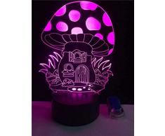 Veilleuse 3D Champignon Lampe Illusion De LVYONG Lumière De Nuit Optique Avec Télécommande 16 Changements De Couleur Lampe De Chevet Avec Usb Cadeaux Parfaits Pour Les Enfants