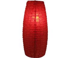 Guru-Shop Petit Abat-jour Ovale en Papier Lokta, Lampe Suspendue Corona, Rouge, PapierLokta, La Couleur : Rouge, 42x22x22 cm, Lampes de Plafond Asiatiques Lampes en Papier Tissu