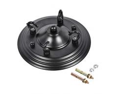 sourcing map Rétro Lumière Canopée Kit avec 4 Crochets Ancien Lustre Plaque Plafond pour Montage Lumière Accessoire Bricolage 160mm 6.3Pouce Noir