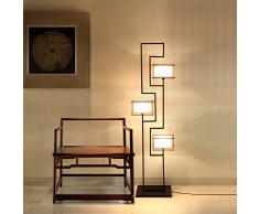 oriental simple lampadaire moderne pour le salon lampadaire étude rétro américaine avec ombre de tissu E14 * 3, 2