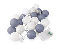ROSENICE Guirlande Lumineuse avec Boule de Coton 20 LED alimenté par Batterie lumière Parti pour la décoration de fête de Mariage de Noël(Gris)