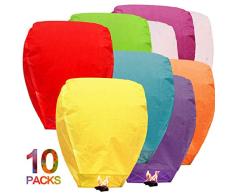ANDERK Lot de 10 Lanternes Volante Chinoises pour Noël, Nouvel An, Wish Party & Mariages - Matériaux écologiques, ignifuges, 100% biodégradables