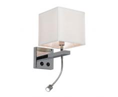 QAZQA Design, Moderne Applique murale Brescia blanc, Metal, Tissu, Carré, Rectangulaire, Oblongue / Compatible pour LED E14 Max. 1 x 40 Watt