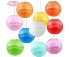 10 Pièces Lanternes en papier, (30cm / 12) Pliable Papier Abat-jour Lampion, Chinoise Suspendre Boule Décoration pour Mariage Maison Église Jardin Fête