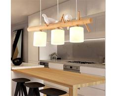 Plafonnier créatif lustre en bois naturel personnalité oiseau pendentif lumière café étude restaurant pendentif lampe cuisine bar décoration lampe suspendue E27, A