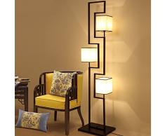 oriental simple lampadaire moderne pour le salon lampadaire étude rétro américaine avec ombre de tissu E14 * 3, 1